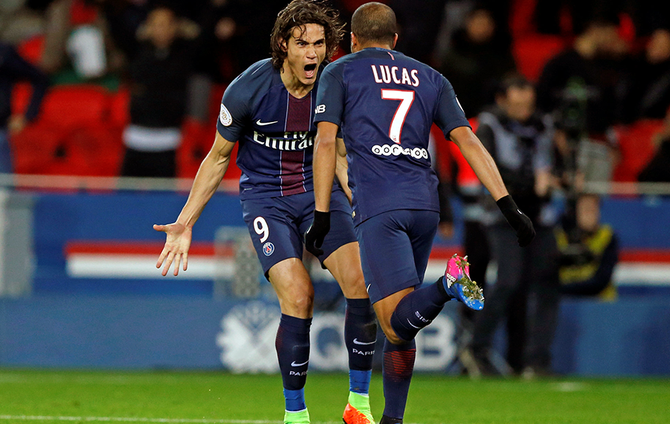 Cavani y Lucas, jugadores del PSG Cavani y Lucas, jugadores del PSG